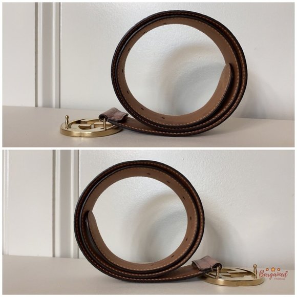 Authentic Gucci Pink Guccissima Leather Gold Interlocking G Buckle Belt 80/32 - Picture 10 of 12